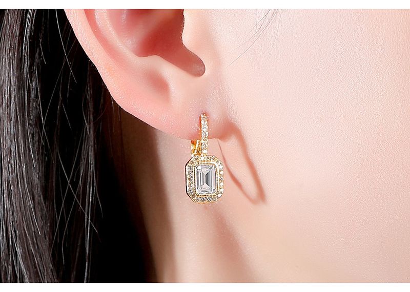 Orecchini geometrici con zirconi da donna, orecchini a polsino retrò placcati in rame, orecchini alla moda_voghion.com