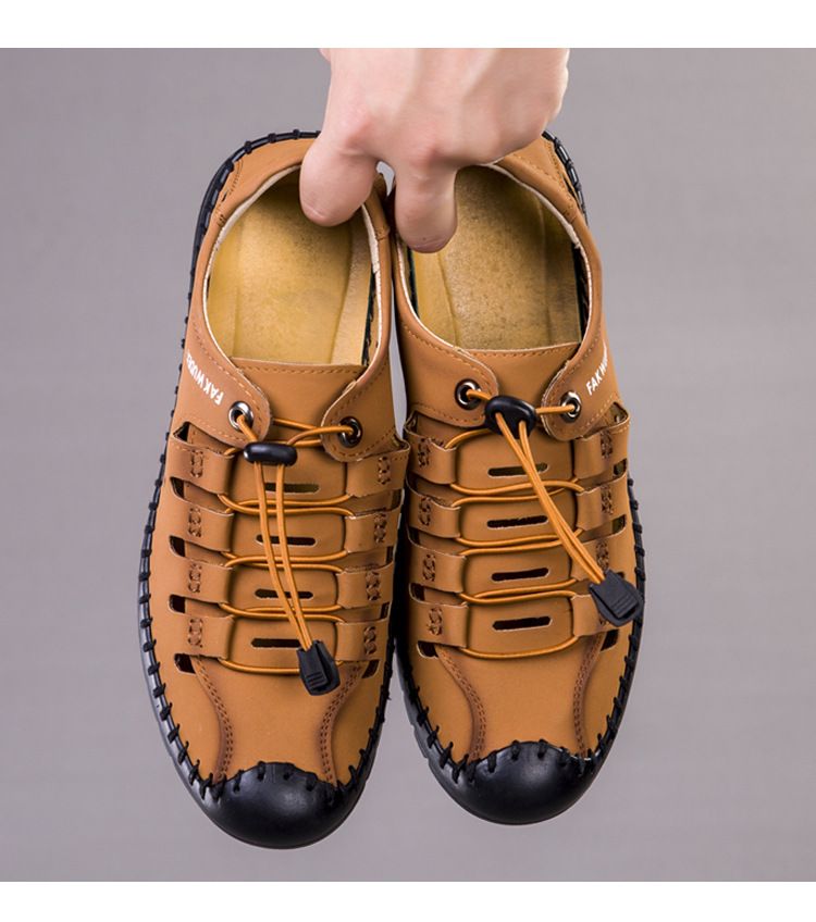 Sandali casual 2025 nuovi, suola morbida antiscivolo, traspiranti, scarpe da guida in pelle fresca da uomo_voghion.com