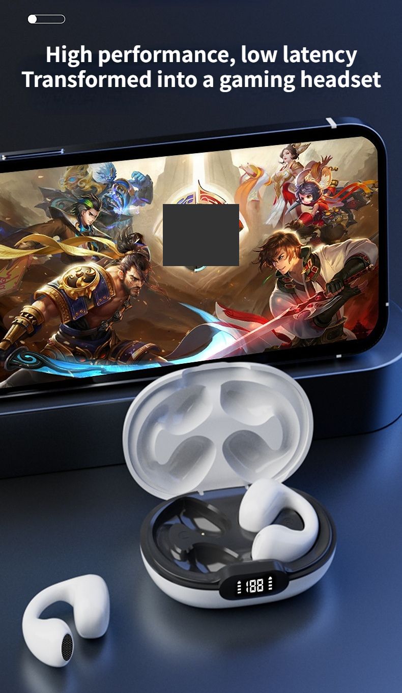 Bežične Bluetooth slušalice s štipaljkom za uši koje se ne umeću u uho, digitalni zaslon, bezbolno nošenje, ultra dugotrajne sportske slušalice_voghion.com