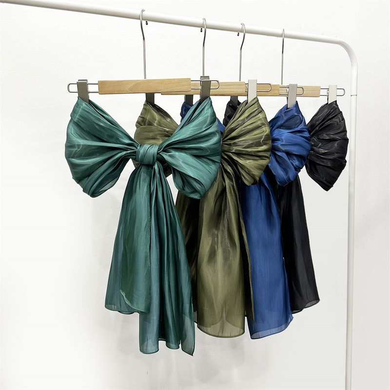 Unisex Solid color soft shimmering satin scarf women's scarf sunblock shawl Muslim_voghion.com