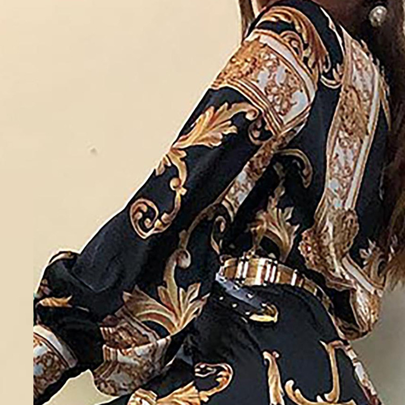 2025 Summer New Women's Palace Style Printed Sleeve Split Waist Long Dress_voghion.com