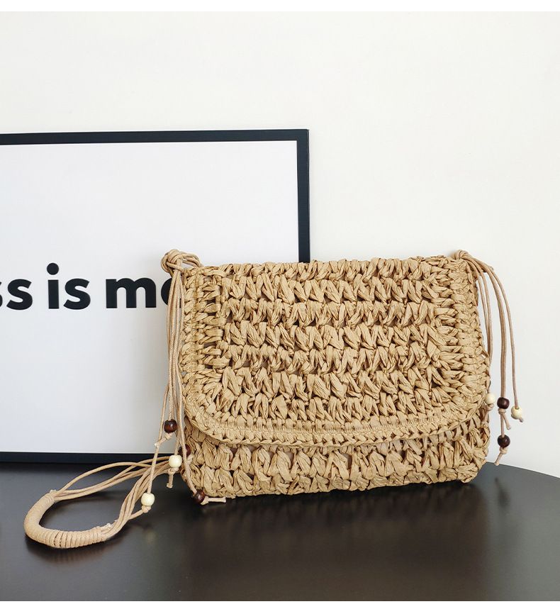 Borse da donna alla moda a forma di ventaglio, borsa a tracolla in paglia fatta a mano, nuova borsa quadrata piccola intrecciata, letteraria, da spiaggia_voghion.com