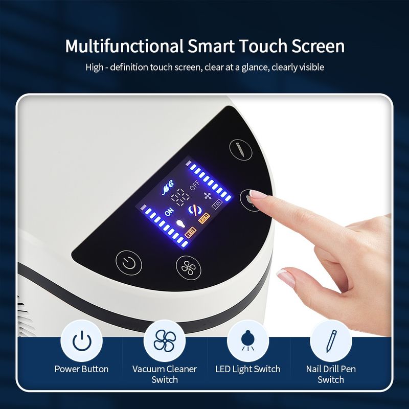 230 W leistungsstarker Nagelstaubsammler, 360 ° drehbarer Kanal, intelligenter Touchscreen-Staubsammler für Nägel mit Aktivkohlefilter_voghion.com