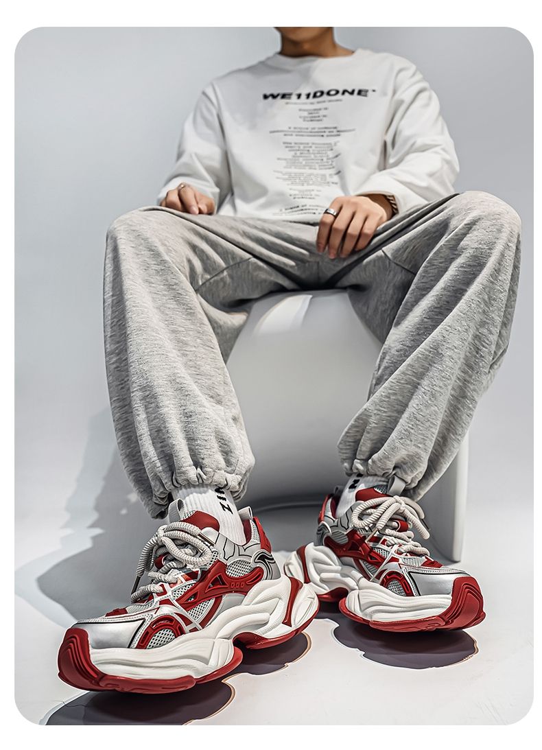 Men's Shoes 2026 New Winter Mesh Breathable Versatile Casual Sports Shoes Black Explosive Street Thick Sole Height Increasing Dad Shoes_voghion.com