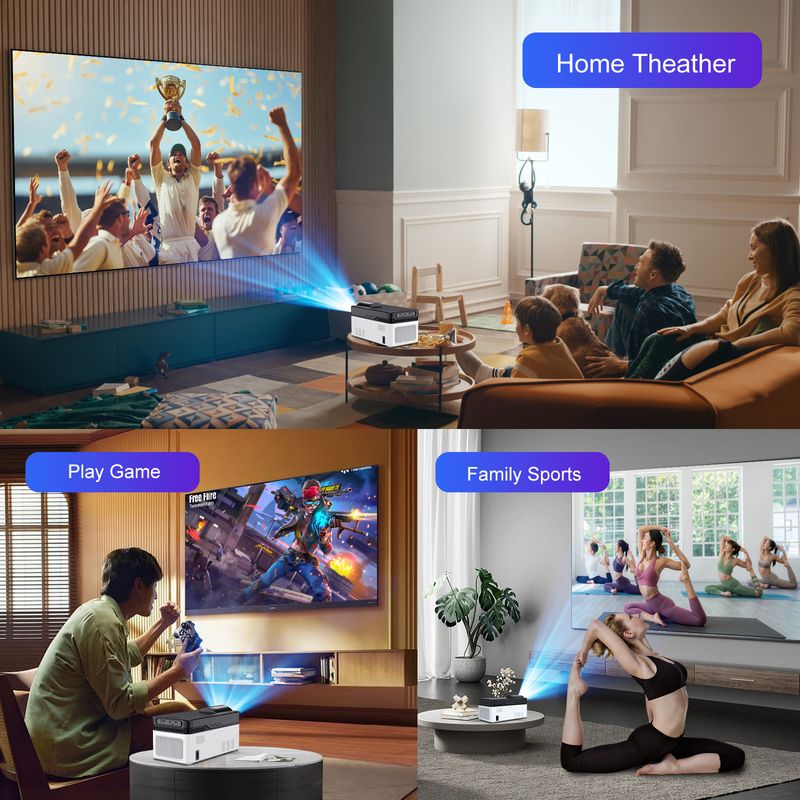 HY450 Projector With Ultra Short Throw Auto Offset 1080P 8K Electronic Focus 900 ANSI Air Mouse Voice Assistant_voghion.com