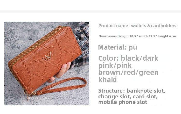 Women's Long Wallet, Double Zipper, Large Capacity Clutch Bag, Double Wallet, Mobile Phone Bag._voghion.com