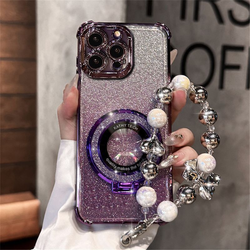 Luxury Bead Bracelet Ring Shockproof Case For Huawei Nova 13 Pro 12 11 10 9 8 7 6 5 Pro SE Silicone Glitter Stand Holder Cover_voghion.com