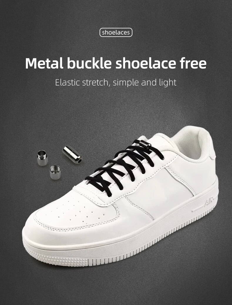 Elastic No Tie Shoelaces Semicircle For Kids and Adult Sneakers Shoelace Quick Lazy Metal Lock Laces Shoe Strings_voghion.com