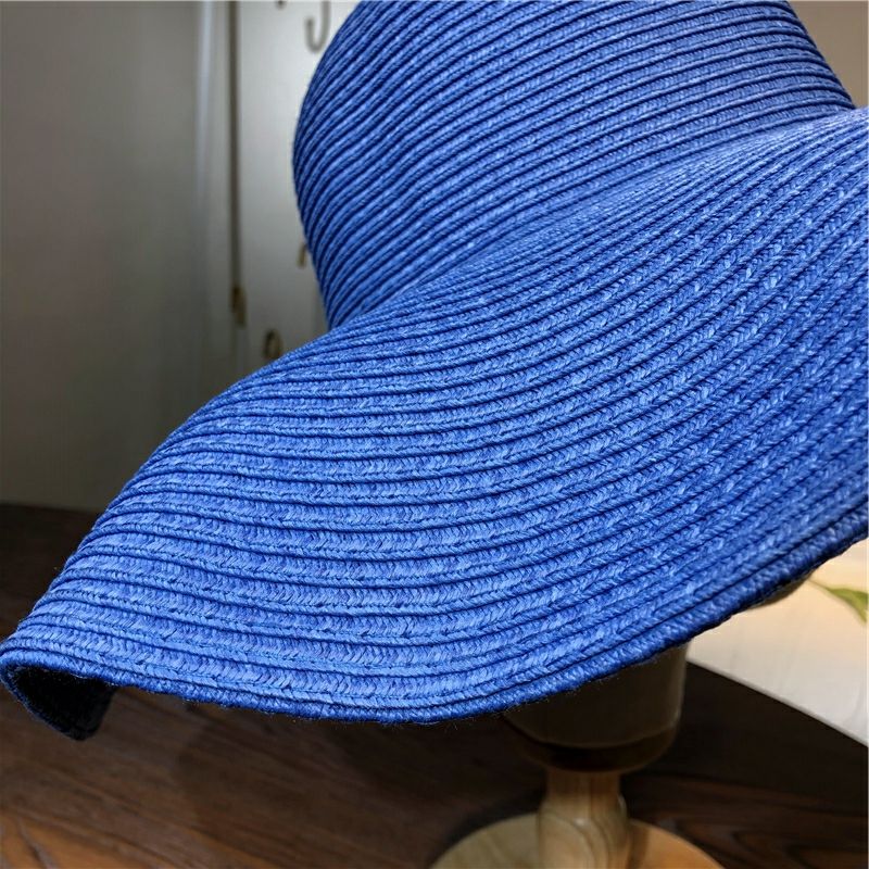 Cappello da spiaggia pieghevole oversize da donna, con tesa larga da 15 cm, estivo, da viaggio, in paglia, per donna, per vacanze all'aperto, arrotolabile, UPF50+_voghion.com