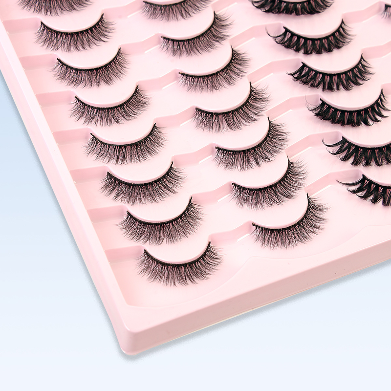Cils en fibres chimiques 3D chauds, boucles stéréo naturelles, 20 paires de faux cils de plus que les cils plats_voghion.com