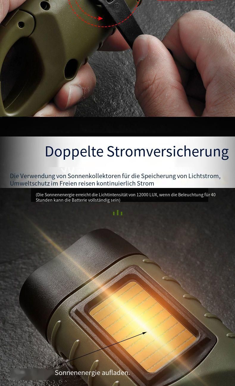 Press Crank Hand Squeeze Self-Generating Flashlight LED Solar Charging Three Lights Mini Outdoor Portable_voghion.com