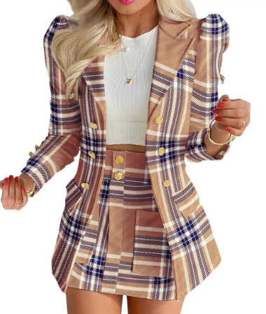 Women's Hot Style Commuting Suit Plaid Print Fashion Casual Suit Women's Clothing_voghion.com
