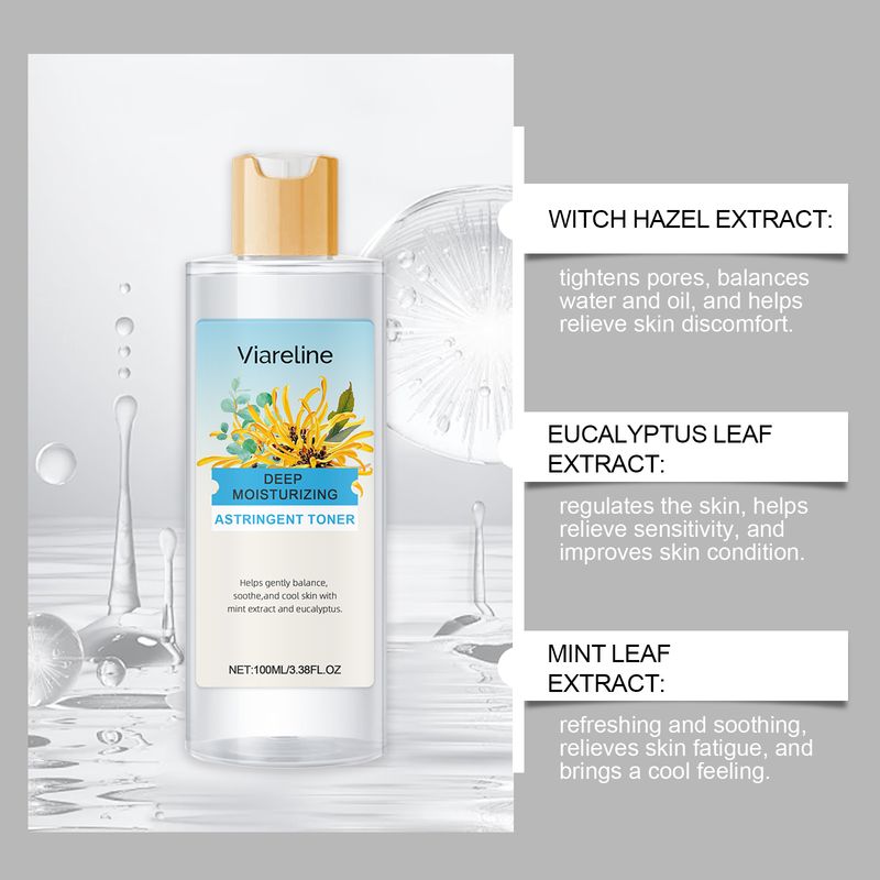 Viareline Witch Hazel Eucalyptus Moisturizing Toner Deep Moisturizes Long-Lasting Moisturizing Gently Soothing Hydrating_voghion.com
