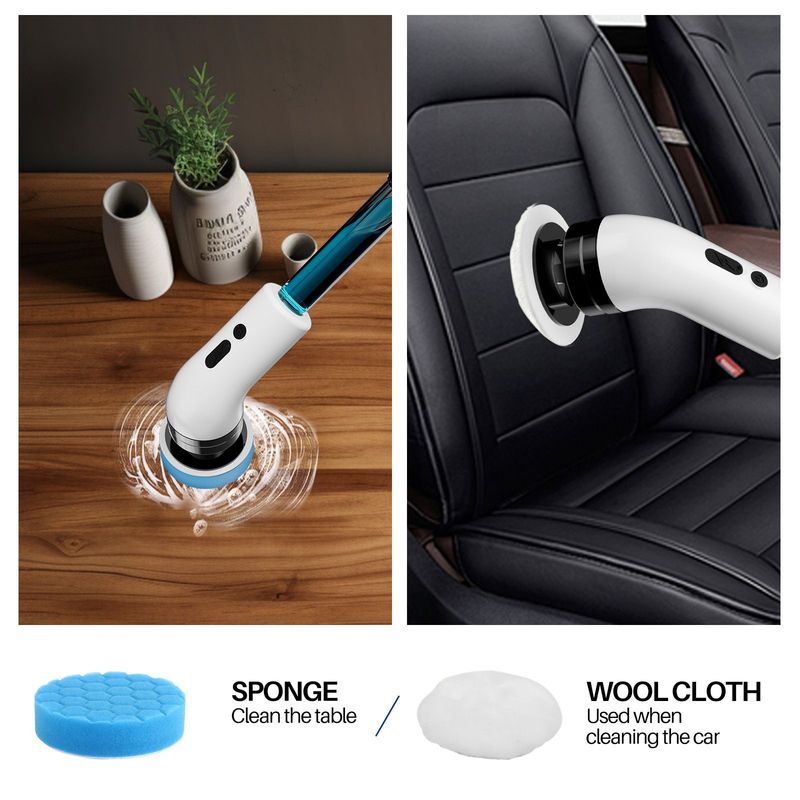Electric Self Rotating Cleaning Brush, Waterproof Rotating Washer, Can Add Cleaning Solution,Replaceable With 5/7/9 Brush Heads, Suitable For Multifunctional, With 2 Adjustable Speeds_voghion.com