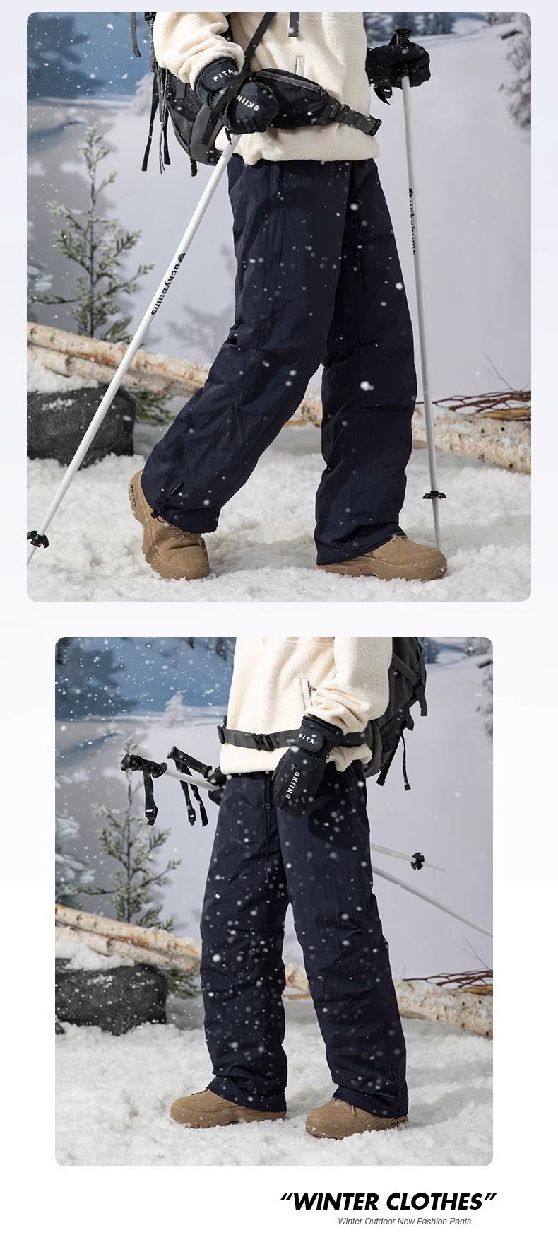 Men’s Mountain Series Duck Down Pants – Winter Outdoor Thermal Trousers With Drawstring Ankle & Plush Lining (Black/Green/Blue/White, Sizes M-2XL)_voghion.com
