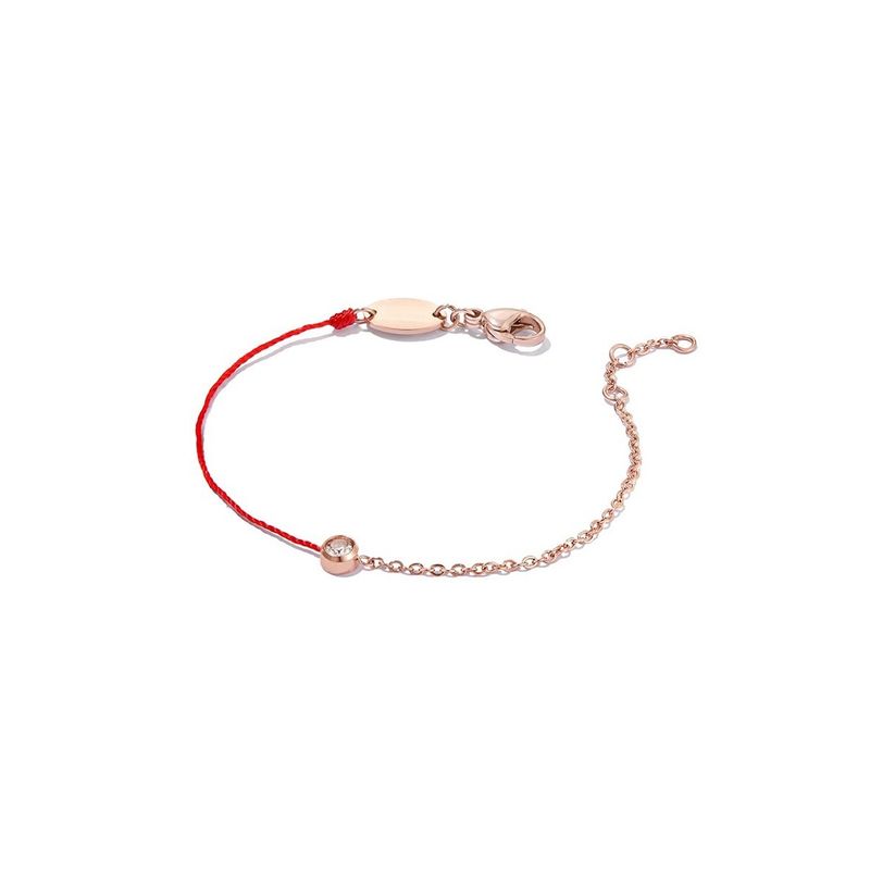 Pulsera de plata de ley con un solo diamante y moissanita de oro rosa con hilo rojo y año de la suerte del zodíaco francés_voghion.com