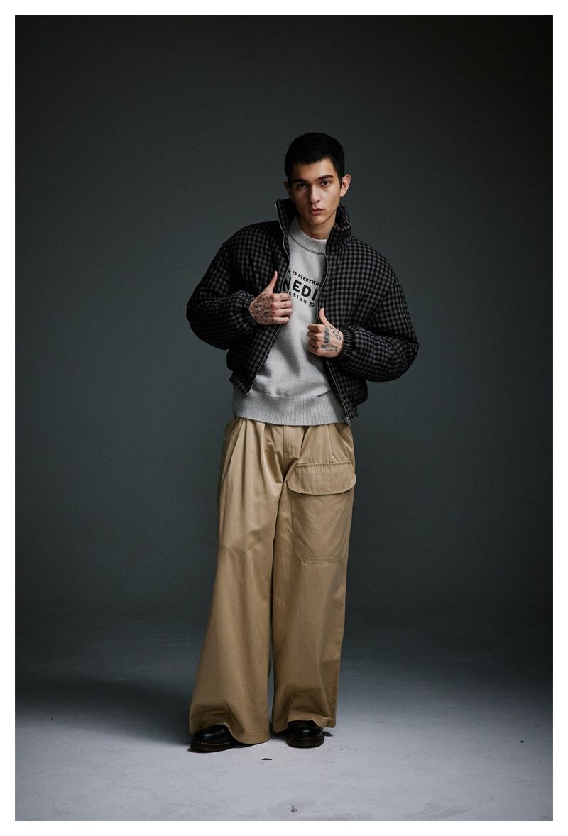 Giacca casual corta invernale in cotone con motivo scozzese retrò da uomo_voghion.com