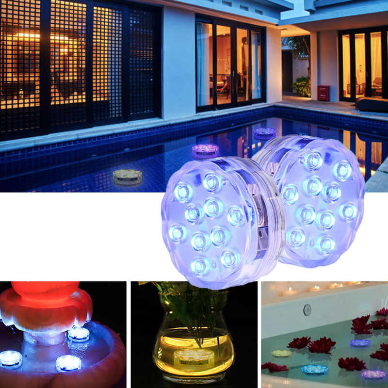 4Pcs Pool Diving Lights With Remote Control 10 LEDs Colorful Light Illumination Underwater Submersible Aquarium LED Lamp Pool Decoration_voghion.com
