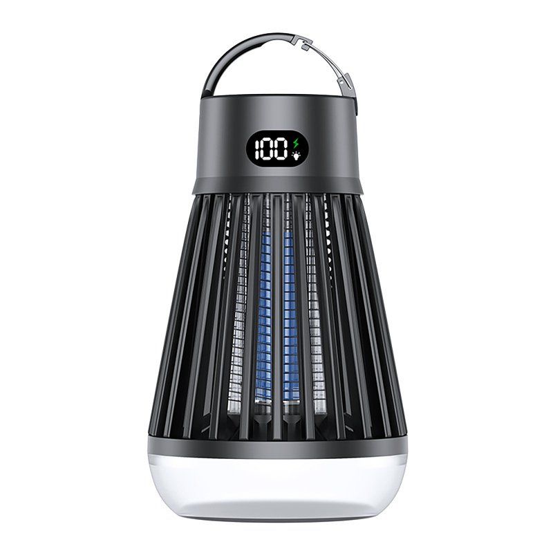 USB Bug Zapper, Mosquito Killer Lamp, Portable Hanging Loop Bug Zapper, IPX5 Waterproof, 2000mAh Fly Zapper For Summer Trip, Outdoor Camping Black_voghion.com