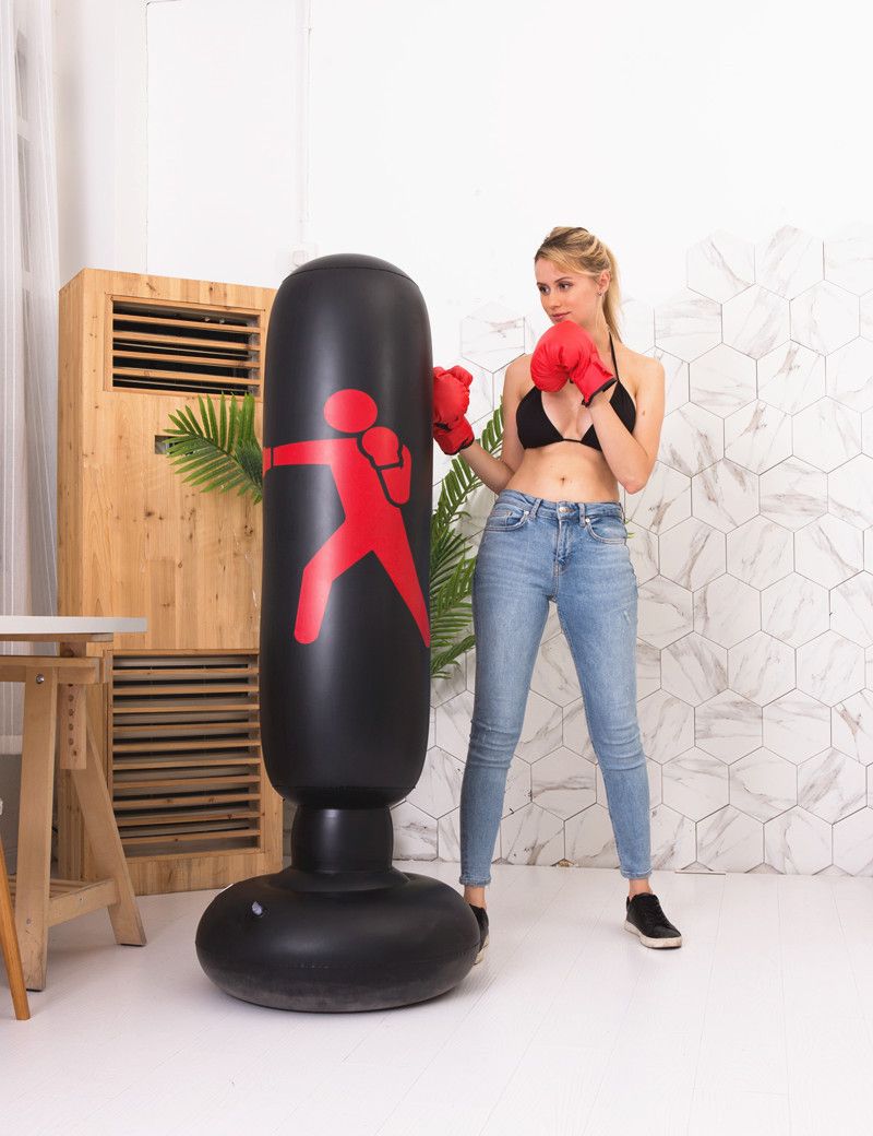 Supporto per sacco da boxe per bambini, altezza 1,6 m, gonfiabile, con base, giocattolo anticaduta per l'allenamento dei bambini_voghion.com