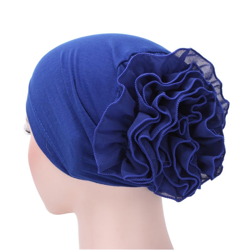 Damehatter utenrikshandel ny stil ensfarget muslimsk chiffonghatt med stor blomsterprint Baotou-hatt arabisk hodeskjerfhatt på lager_voghion.com