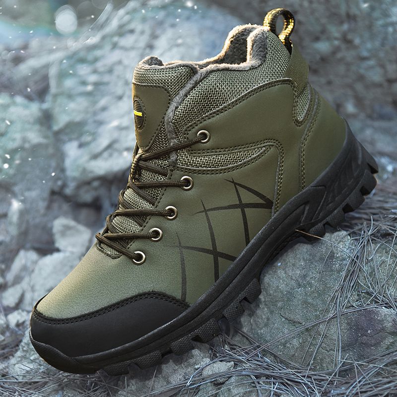 Winter Herrenstiefel High Top Wanderschuhe Warme Plüsch Stiefeletten Wasserdichte Leder Sneakers Outdoor Männliche Wanderstiefel Arbeitsschuhe_voghion.com