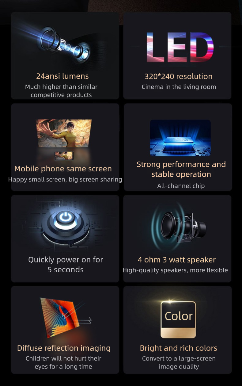 Novo projetor portátil YT500 Home HD Mini Micro 1080P_voghion.com
