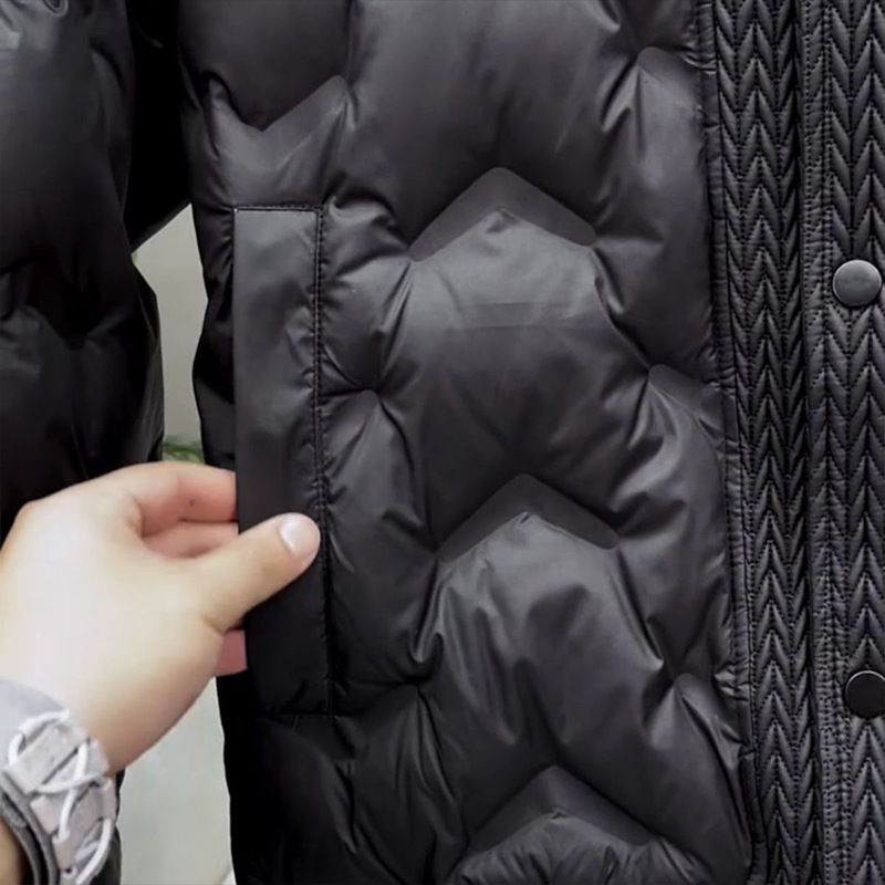 Gesteppte Entendaunenjacke für Herren – Kurzer Puffermantel mit Stehkragen und Weizenstich-Design (M-3XL, Schwarz) | Leichte Wärme für den urbanen Winter_voghion.com