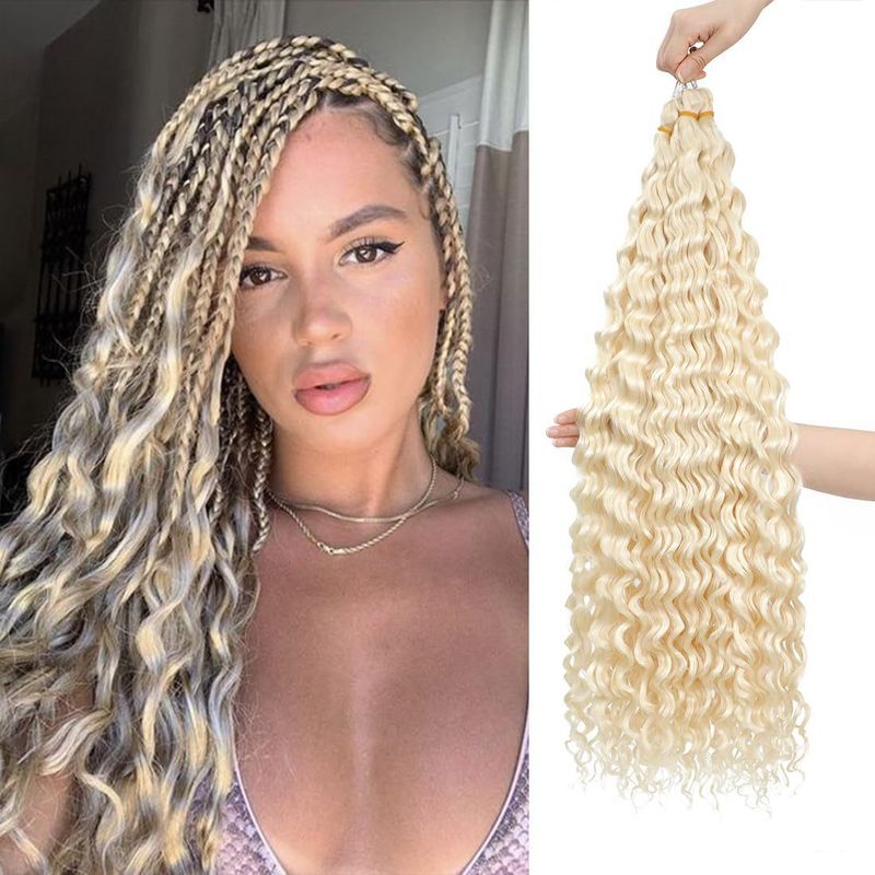 Deep Water Wave Crochet Hair Extensions – Europäischer und amerikanischer Stil, Kunstfaser, lockige Perücke_voghion.com