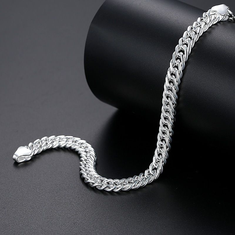 Nuovo braccialetto cubano alla moda e audace da uomo, con fibbia a frusta, fatto a mano, placcato argento, stile spesso_voghion.com