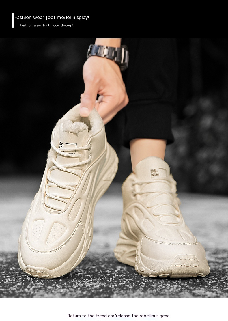 Men's Winter Cotton Shoes Pu Leather Sports Running Shoes_voghion.com
