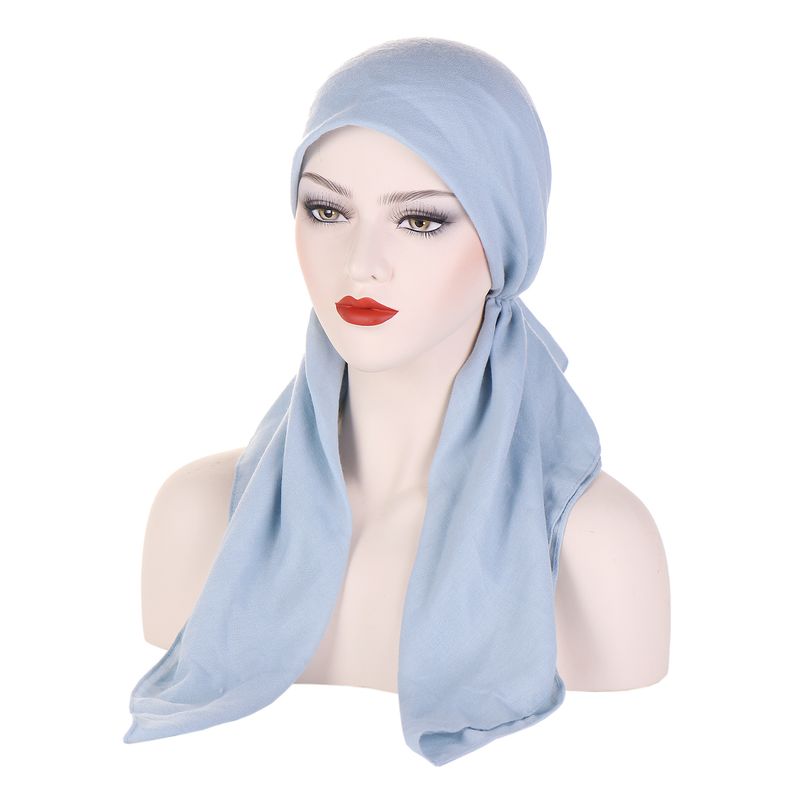 Cappello turbante in cotone e lino tinta unita, versatile cappello a coda lunga curvo quotidiano da donna in tutte le stagioni_voghion.com