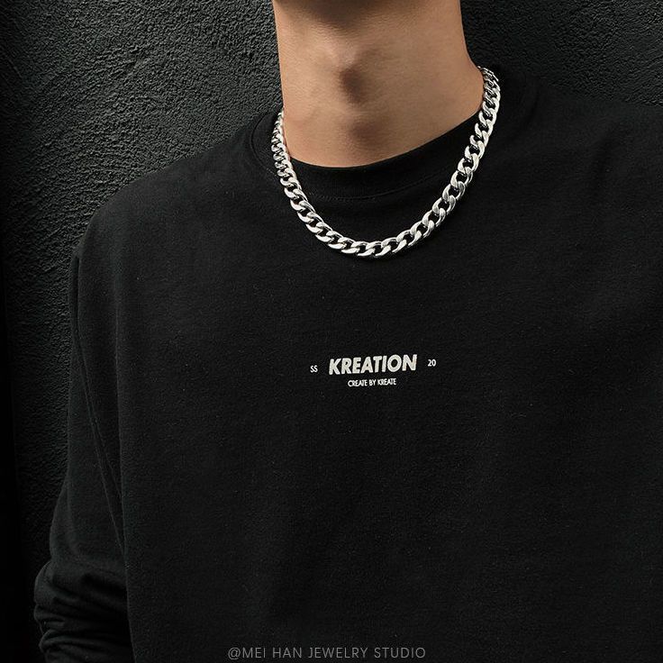 Uniwersalny podstawowy naszyjnik ze stali tytanowej dla mężczyzn Hip-Hop prosty modny markowy lekki kubański łańcuszek modny_voghion.com