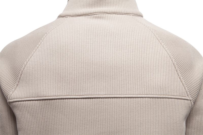 Felpa con cappuccio in pile con mezza zip da uomo - Elegante colletto alto, calda e comoda, casual da casa (blu navy, nero, verde militare, grigio chiaro, beige)_voghion.com