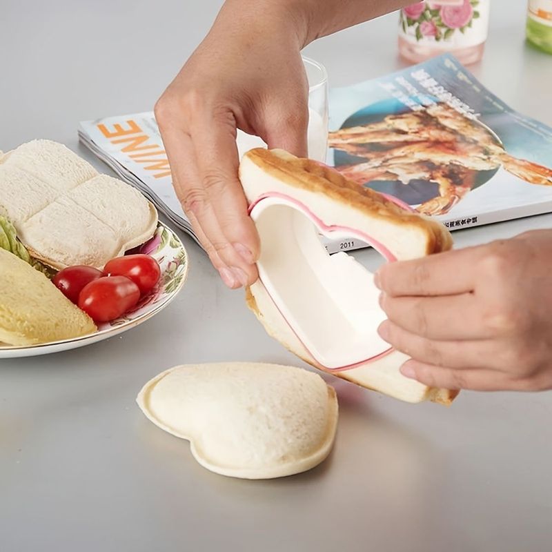 Bread Maker Make Pocket Sandwich Sandwich And DIY 1pc Heart Cutters Shape Decrus Decruster Mold Sealer Sandwiches Cutter Square_voghion.com