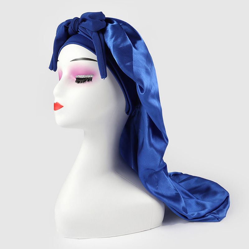 Damen-Nachtmütze aus hochelastischem, langem Satin-Schlauch, neue Kopftuchmütze mit Fliege, Schönheits-Dauerwellen-Haarpflege-Kappe_voghion.com