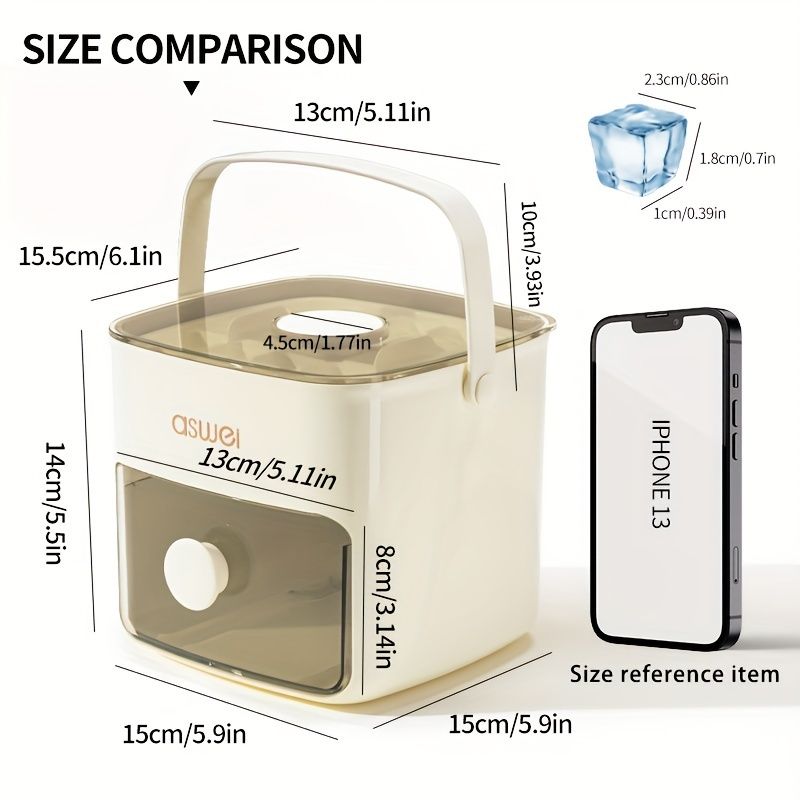 Easy-Press Ice Cube Molds & Trays - Large Capacity, Food-Grade Abs Ice Storage Tray For Freezer, Perfect For Whiskey & Cocktails, Kitchen Essential_voghion.com