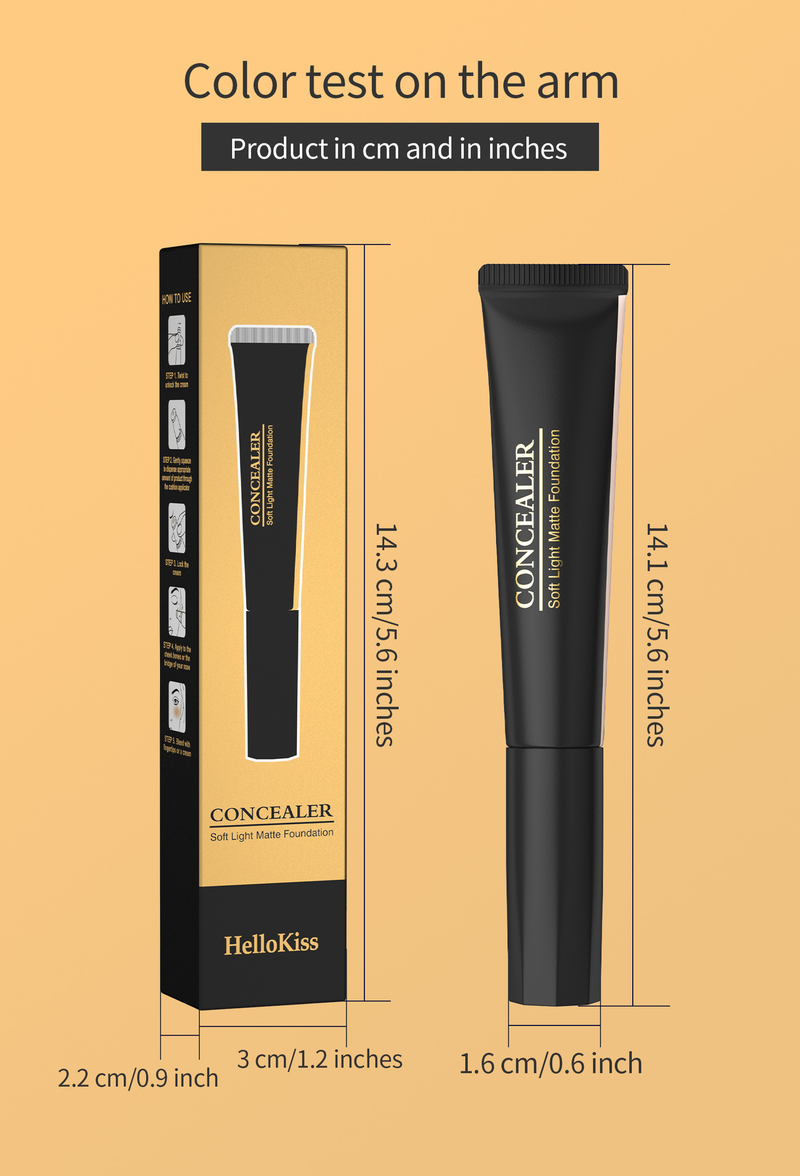 Hellokiss Concealer Feuchtigkeitsspendende und natürlich aufhellende Weizen-Antik-Kupfer-Farbe wärmende flüssige Grundierung_voghion.com