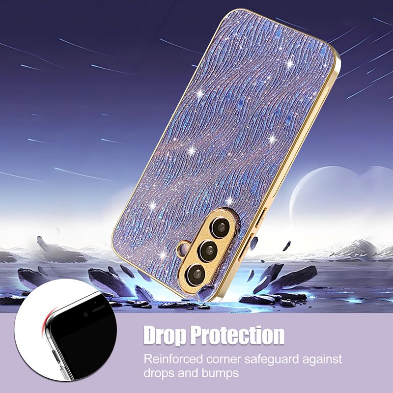 Funda rígida con purpurina brillante para Samsung Galaxy A34, A35, A36, A53, A54, A55 y A56, carcasa suave galvanizada_voghion.com