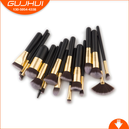 17 Stück Make-up-Pinsel, Beauty-Tools, Schwarzgold, Grundierungspinsel, Fächerpinsel, Make-up-Set, GUJHUI Yuncai_voghion.com