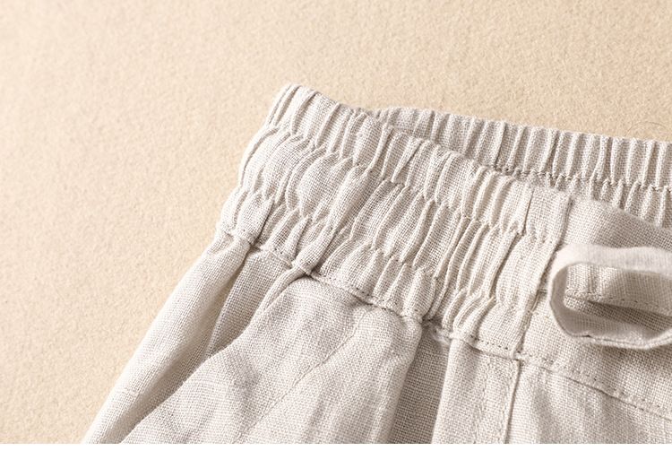 Vêtements pour femmes Coton chanvre jambes larges pantalons longs femmes lâche minceur grande taille taille haute pantalon droit dessiner corde pantalon décontracté pour femmes_voghion.com