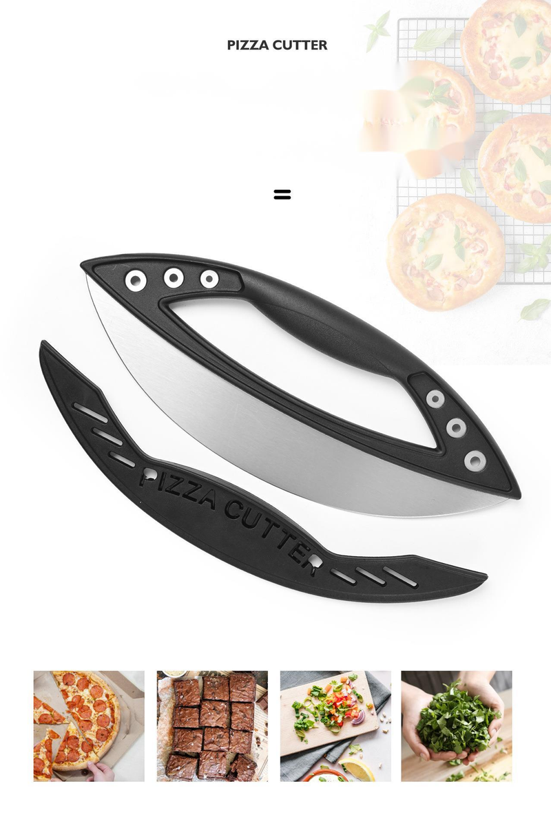 Stainless Steel Cutter Half Round Ring Pizza Herb Large Multi-Functional Slicing Knife Baking Tool_voghion.com