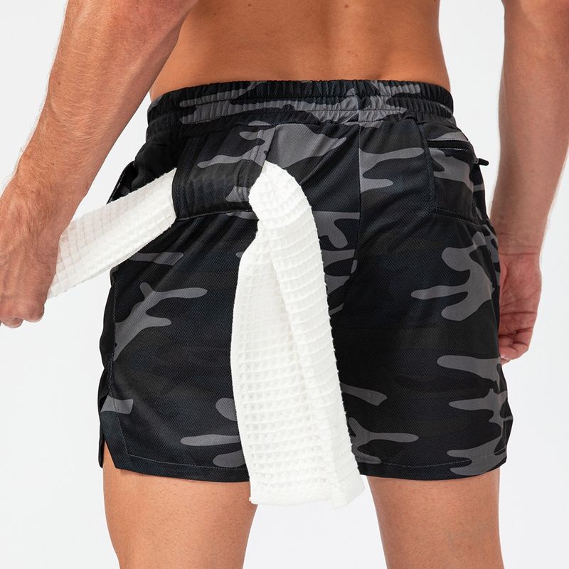 Men's Camouflage Training Shorts, Quick Drying, Breathable With Towel Buckle, Loose Fitting, Running, Sports, And_voghion.com