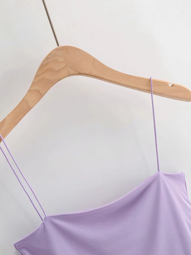 Canotta estiva da donna con elastico sottile e fascia elastica, aderente e aderente, in tinta unita_voghion.com