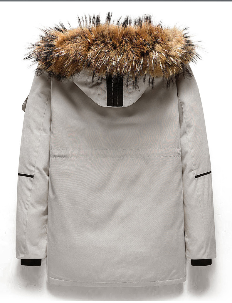 Men's clothing Running down jacket of the same style couples large size parka workwear pocket thickened winter coat raccoon fur collar_voghion.com