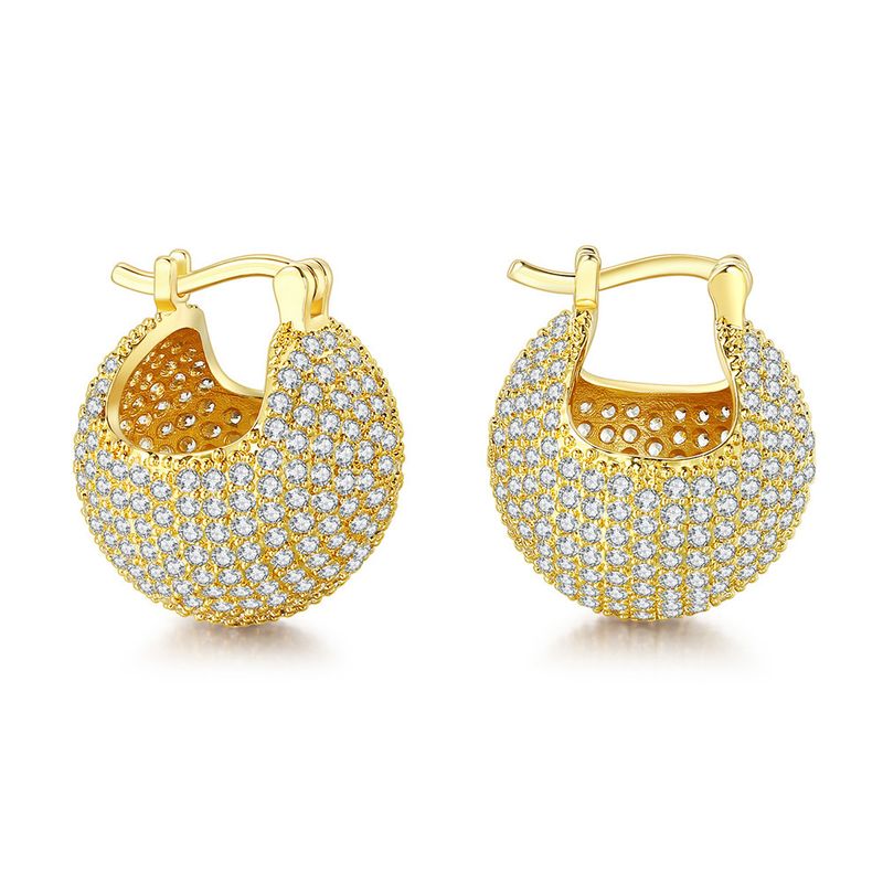 Orecchini unisex popolari con diamanti a forma di palla per donna con micro zirconi intarsiati, fibbie per orecchie hip hop alla moda, nuovi orecchini_voghion.com