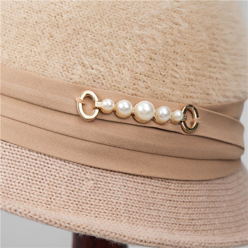 Middle-aged And Elderly Women's Bucket Autumn Winter Fashion Short Brim Rolled Edge Mom's Warm Knitted Fisherman Hat_voghion.com