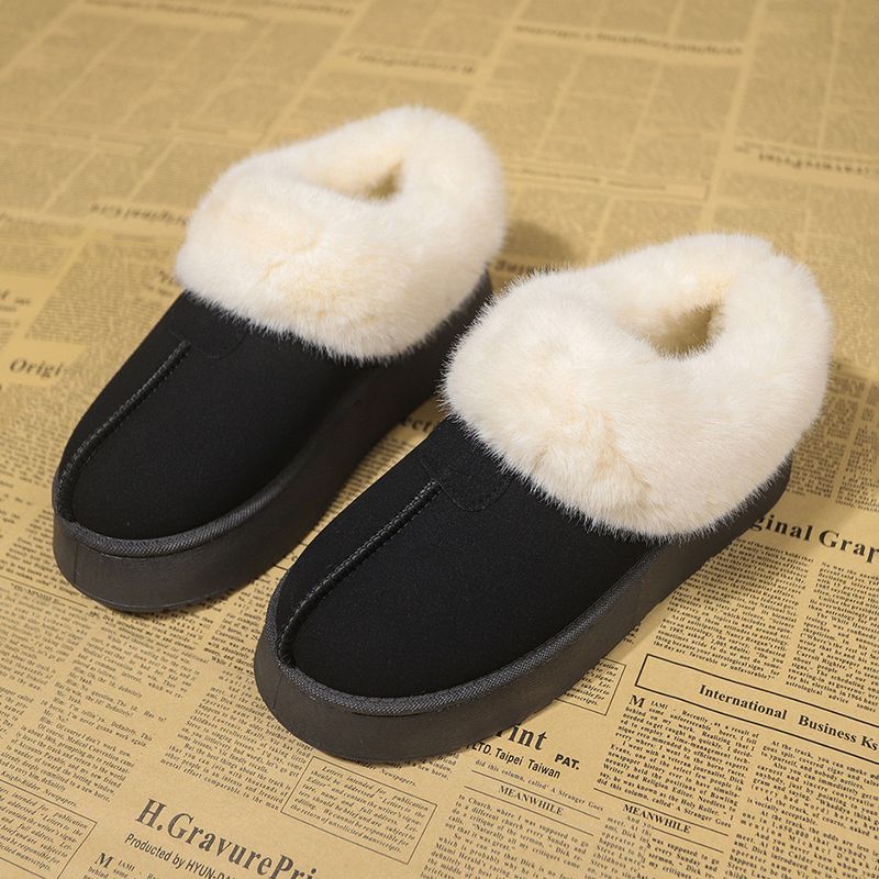 Botas de neve femininas plataforma com bico arredondado forrado com pelúcia_voghion.com