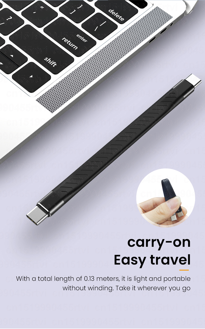 3A PD 60W USB Type C naar USB C 3.1 Gen2 10Gbps datakabel USB C QC3.0 Snel opladen Video SSD Korte USB-kerndraad_voghion.com