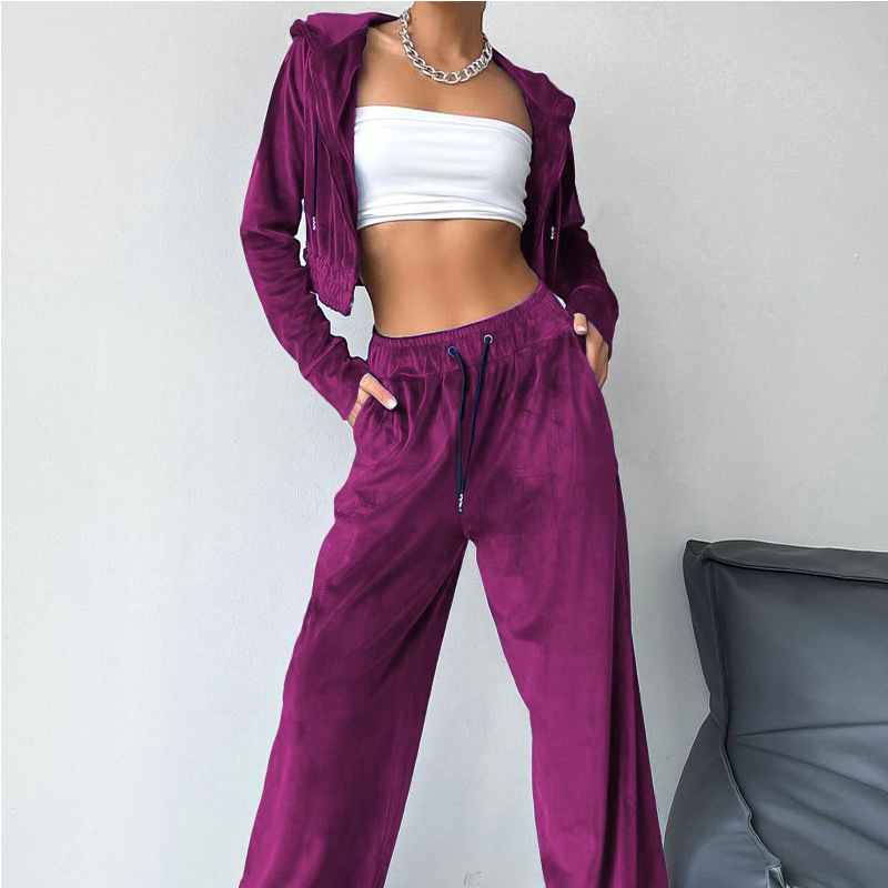 Pantaloni casual da donna con temperamento di colore puro a maniche lunghe_voghion.com